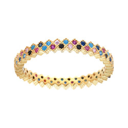ANELLO ETERNITY VERETTA CON CUBIC ZIRCONIA MULTICOLOR IN ARGENTO 925 GALVANICA ORO