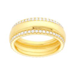 ANELLO FASCIA ETERNITY CON CUBIC ZIRCONIA BIANCHI IN ARGENTO 925 GALVANICA ORO
