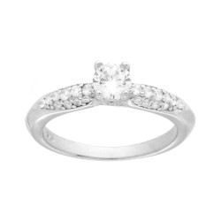 ANELLO SOLITARIO CON CUBIC ZIRCONIA BIANCHI IN ARGENTO 925 GALVANICA RODIO