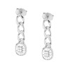 ORECCHINI PENDENTI CON CATENA GRUMETTA E CUBIC ZIRCONIA BIANCHI IN ARGENTO 925 GALVANICA RODIO