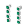 ORECCHINI QUADRATI PENDENTI CON PIETRE NATURALI VERDE SMERALDO CONTORNATE DA CUBIC ZIRCONIA BIANCHI IN ARGENTO 925 GALVANICA ROD