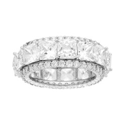 ANELLO FASCIA ETERNITY VERETTA CON TRE GIRI DI CUBIC ZIRCONIA BIANCHI IN ARGENTO 925 GALVANICA RODIO