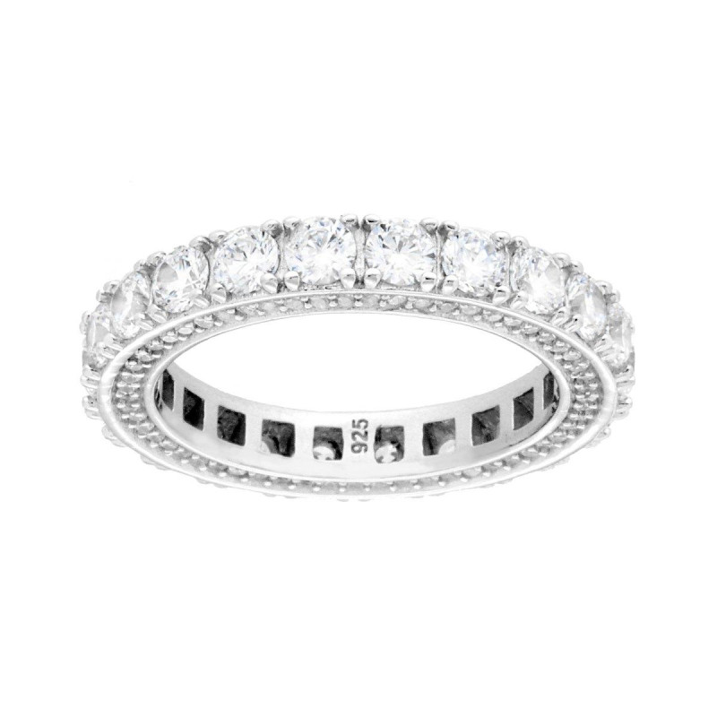 ANELLO ETERNITY VERETTA A GIRO CON CUBIC ZIRCONIA BIANCHI IN ARGENTO 925 GALVANICA RODIO