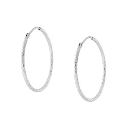 ORECCHINI A CERCHIO MM 29 CON CANNA DIAMANTATA A SPIRALE MM 1,5 IN ARGENTO 925 GALVANICA RODIO