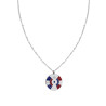 COLLANA CATENA FORZATINA DIAMANTATA CON TONDO SMALTO MULTICOLOR E TIMONE IN ACCIAIO