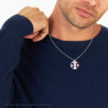 COLLANA CATENA FORZATINA DIAMANTATA CON TONDO SMALTO MULTICOLOR E TIMONE IN ACCIAIO