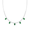 COLLANA CATENA ROLO DIAMANTATA CON CENTRALE TENNIS CUBIC ZIRCONIA E OVALI VERDE SMERALDO PENDENTI IN ARGENTO 925 GALVANICA RODIO
