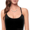 COLLANA CATENA ROLO DIAMANTATA CON CENTRALE TENNIS CUBIC ZIRCONIA E OVALI VERDE SMERALDO PENDENTI IN ARGENTO 925 GALVANICA RODIO