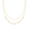 COLLANA DUE FILI CATENA FORZATINA DIAMANTATA CON CUORI CUBIC ZIRCONIA BIANCHI PENDENTI IN ARGENTO 925 GALVANICA ORO