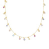 COLLANA CATENA FORZATINA DIAMANTATA CON CUBIC ZIRCONIA TONDI MULTICOLOR PENDENTI IN ARGENTO 925 GALVANICA ORO