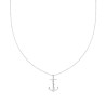 COLLANA CATENA FORZATINA DIAMANTATA CON ANCORA E CUBIC ZIRCONIA BIANCHI IN ARGENTO 925 GALVANICA RODIO