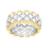 ANELLO SEMI FASCIA NIDO APE CON CUBIC ZIRCONIA BIANCHI IN ARGENTO 925 GALVANICA RODIO E ORO