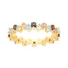 ANELLO ETERNITY VERETTA A GIRO CON CUBIC ZIRCONIA QUADRATI MULTICOLOR IN ARGENTO 925 GALVANICA ORO