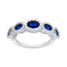 ANELLO VERETTA CON OVALI DEGRADE BLU ZAFFIRO CONTORNATI CON CUBIC ZIRCONIA BIANCHI IN ARGENTO 925 GALVANICA RODIO