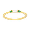 ANELLO SOLITARIO BAGUETTE BIANCO CON CUBIC ZIRCONIA VERDE SMERALDO IN ARGENTO 925 GALVANICA ORO