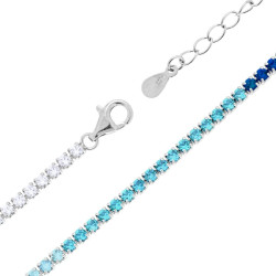 COLLANA TENNIS GRIFFE CM 40+5 CON CUBIC ZIRCONIA GRADAZIONE BLU ZAFFIRO MM 2,3 IN ARGENTO 925 GALVANICA RODIO