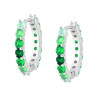 ORECCHINI CERCHIO A SCATTINO 19 MM CON CUBIC ZIRCONIA GRADAZIONE VERDE SMERALDO IN ARGENTO 925 GALVANICA RODIO