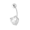 BODY PIERCING BANANA IN ACCIAIO CON ACCESSORIO PUNTO LUCE CUORE CON CUBIC ZIRCONIA BIANCHI IN ARGENTO 925 GALVANICA RODIO