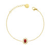 BRACCIALE FORZATINA DIAMANTATA CON OVALE ROSSO RUBINO CONTORNATO DA CRYSTAL BIANCHI IN ACCIAIO COLORE ORO