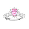 ANELLO HALO VERETTA OVALE ROSA CONTORNATO CON CUBIC ZIRCONIA BIANCHI IN ARGENTO 925 GALVANICA RODIO