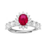 ANELLO HALO VERETTA OVALE ROSSO RUBINO CONTORNATO CON CUBIC ZIRCONIA BIANCHI IN ARGENTO 925 GALVANICA RODIO