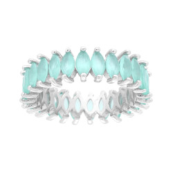 ANELLO ETERNITY VERETTA A GIRO CON CUBIC ZIRCONIA MARQUISE ACQUAMARINA OPACA IN ARGENTO 925 GALVANICA RODIO
