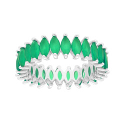 ANELLO ETERNITY VERETTA A GIRO CON CUBIC ZIRCONIA MARQUISE VERDE SMERALDO OPACO IN ARGENTO 925 GALVANICA RODIO