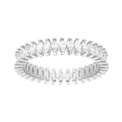 ANELLO ETERNITY VERETTA A GIRO CON CUBIC ZIRCONIA MARQUISE BIANCHI IN ARGENTO 925 GALVANICA RODIO