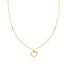 COLLANA CATENA FORZATINA ALLUNGATA E ROLO DIAMANTATA CON CUORE PENDENTE IN ARGENTO 925 GALVANICA ORO