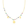 COLLANA CATENA FORZATINA DIAMANTATA CRYSTAL MULTICOLOR E TONDI PLAIN PENDENTI IN ARGENTO 925 GALVANICA ORO