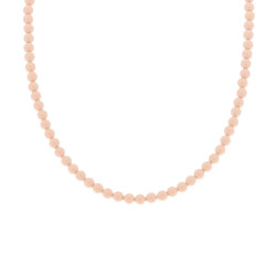 COLLANA FILO PERLA COLORE CORALLO ROSA IN VETRO PERLATO MM 4 CON FILO E CHIUSURA IN ARGENTO 925 GALVANICA RODIO
