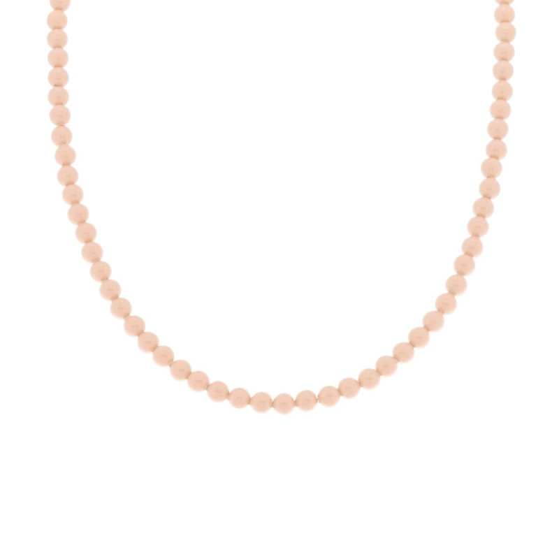 COLLANA FILO PERLA COLORE CORALLO ROSA IN VETRO PERLATO MM 4 CON FILO E CHIUSURA IN ARGENTO 925 GALVANICA RODIO