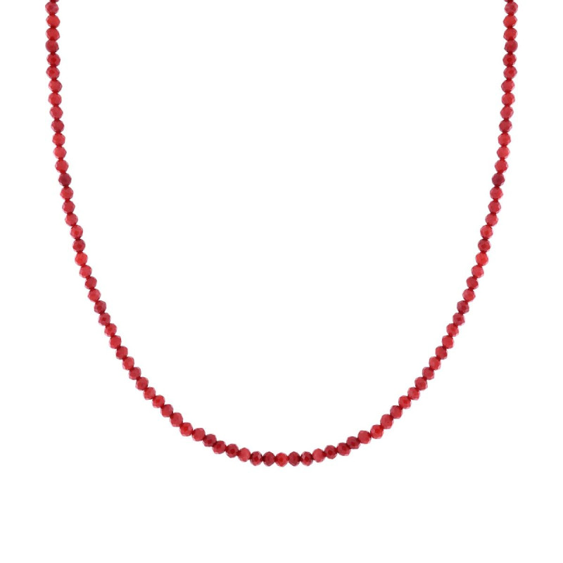 COLLANA FILO CRYSTAL COLORE CORALLO MM 3 CON FILO E CHIUSURA IN ARGENTO 925 GALVANICA RODIO