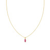 COLLANA CATENA FORZATINA DIAMANTATA CON MARQUISE ROSSO RUBINO CUBIC ZIRCONIA PENDENTE IN ARGENTO 925 GALVANICA ORO