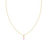 COLLANA CATENA FORZATINA DIAMANTATA CON MARQUISE ROSA CUBIC ZIRCONIA PENDENTE IN ARGENTO 925 GALVANICA ORO