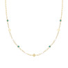 COLLANA CATENA FORZATINA DIAMANTATA CON TONDI VERDE SMERALDO CUBIC ZIRCONIA QUADRIFOGLI PLAIN E PERLE IN ARGENTO 925 GALVANICA O