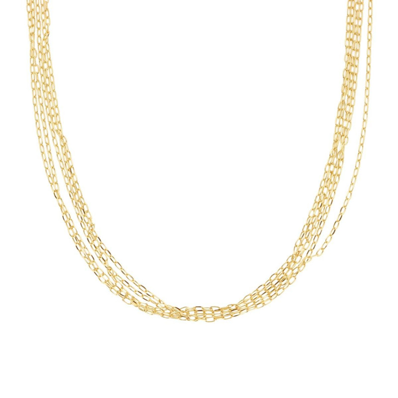 COLLANA MULTIFILI CATENA FORZATINA DIAMANTATA IN ARGENTO 925 GALVANICA ORO
