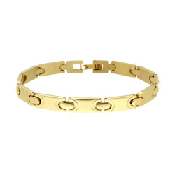BRACCIALE UOMO MAGLIA IMPERNIATA IN ACCIAIO COLORE ORO