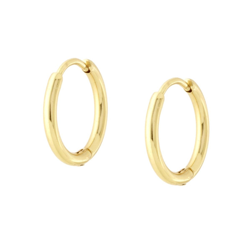 ORECCHINI CERCHIO SCATTINO MM 13 IN ACCIAIO COLORE ORO