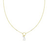 COLLANA CATENA FORZATINA DIAMANTATA CON GOCCIA E PUNTO LUCE IN CUBIC ZIRCONIA BIANCHI IN ARGENTO 925 GALVANICA ORO