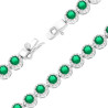 COLLANA TENNIS GRIFFE CM 42 TONDO CON CUBIC ZIRCONIA VERDE SMERALDO CONTORNATO DA CUBIC ZIRCONIA BIANCHI IN ARGENTO 925 GALVANIC