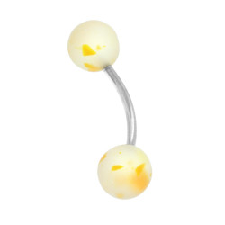 BODY PIERCING BANANA MM 24 CON PALLINA MM 6 PVC COLORE GIALLO ARANCIO IN ACCIAIO CHIRURGICO