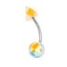 BODY PIERCING BANANA MM 24 CON PALLINA MM 6 E SPIKE IN PVC MULTICOLOR IN ACCIAIO CHIRURGICO