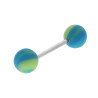 BODY PIERCING BARBELL MM 26 CON PALLINA MM 6 IN PVC VERDE E AZZURRO IN ACCIAIO CHIRURGICO
