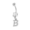 BODY PIERCING BANANA CON PUNTO LUCE E LETTERA PENDENTE CUBIC ZIRCONIA BIANCHI N ACCIAIO CHIRURGICO