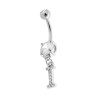 BODY PIERCING BANANA CON PUNTO LUCE E LETTERA PENDENTE CUBIC ZIRCONIA BIANCHI N ACCIAIO CHIRURGICO