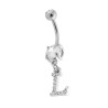 BODY PIERCING BANANA CON PUNTO LUCE E LETTERA PENDENTE CUBIC ZIRCONIA BIANCHI N ACCIAIO CHIRURGICO