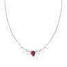 COLLANA CATENA FORZATINA DIAMANTATA CON GOCCE CUBIC ZIRCONIA ROSSO RUBINO E BIANCHI IN ARGENTO 925 GALVANICA RODIO