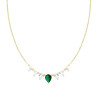 COLLANA CATENA FORZATINA DIAMANTATA CON GOCCE CUBIC ZIRCONIA VERDE SMERALDO E BIANCHI IN ARGENTO 925 GALVANICA ORO