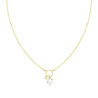 COLLANA CATENA FORZATINA DIAMANTATA CON CUORE PUNTO LUCE CUBIC ZIRCONIA BIANCHI PENDENTI IN ARGENTO 925 GALVANICA ORO